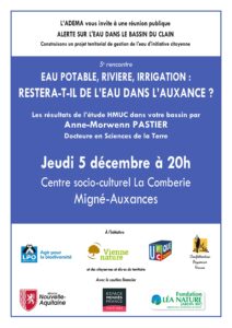 Eau potable, rivière, irrigation… Restera-t-il de l’eau dans l’Auxance ? @ Migné-Auxances